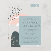 予算抽象芸術シェイプパステルグレーウェディング招待 (正面)