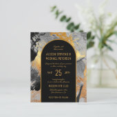 予算抽象芸術シック金ゴールドフォト結婚式招待状 (スタンド正面)