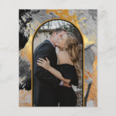 予算抽象芸術シック金ゴールドフォト結婚式招待状 (裏面)