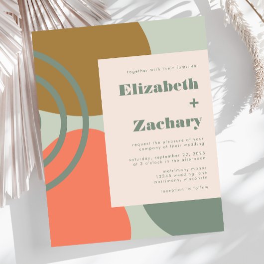 予算抽象芸術セージグリーン結婚式招待状