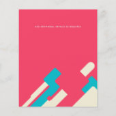 予算抽象芸術ターコイズコーラルレッドウェディング招待 (裏面)