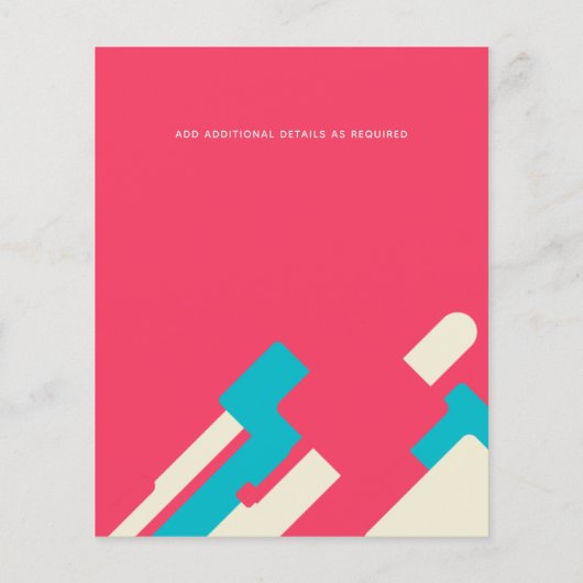 予算抽象芸術ターコイズコーラルレッドウェディング招待 (裏面)