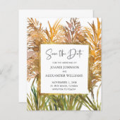 予算抽象芸術パンパスグラスウェディング日付を保存 (正面/裏面)