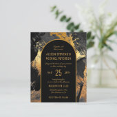 予算抽象芸術ブラックPHOTO結婚式招待状 (スタンド正面)