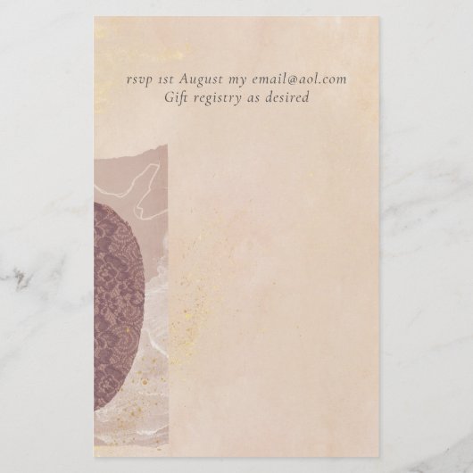 予算抽象芸術メルロとマスタードの結婚式の招待 チラシ (裏面)