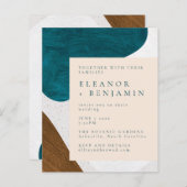 予算抽象芸術図形ティール（緑がかった色）金ゴールド結婚式の招待 (正面/裏面)