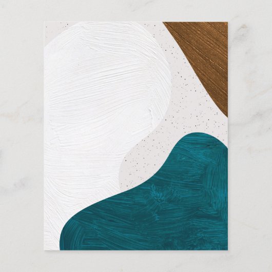 予算抽象芸術図形ティール（緑がかった色）金ゴールド結婚式の招待 (裏面)