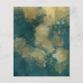 予算抽象芸術水カラーティール（緑がかった色）結婚金ゴールド (裏面)