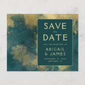 予算抽象芸術水カラーティール（緑がかった色）金ゴールド保存日付 (正面)