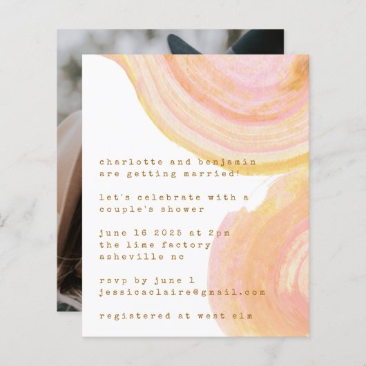 予算抽象芸術水彩写真カップルのシャワー (正面/裏面)