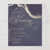 予算抽象芸術金ゴールドネイビー結婚式招待状 (正面)