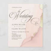 予算抽象芸術金ゴールド赤面ピンク結婚式招待状 (正面)