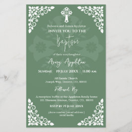 予算招待状フローラクロスバプティスファーングリーン チラシ