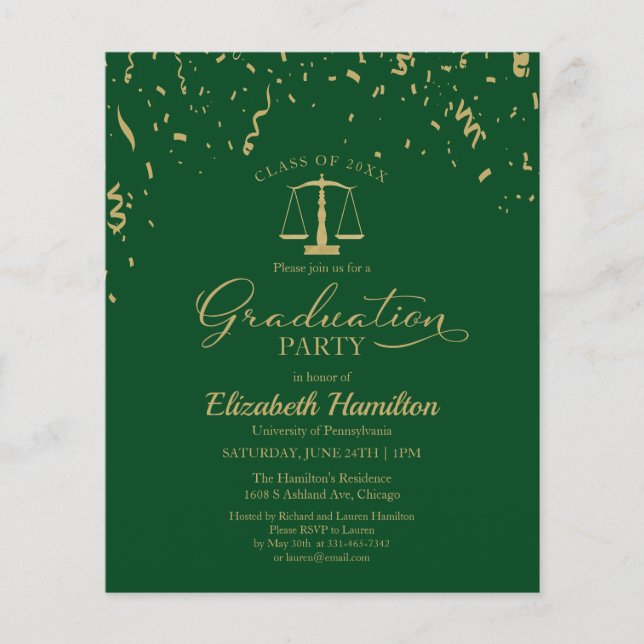 予算招待状法学校卒業党 (正面)