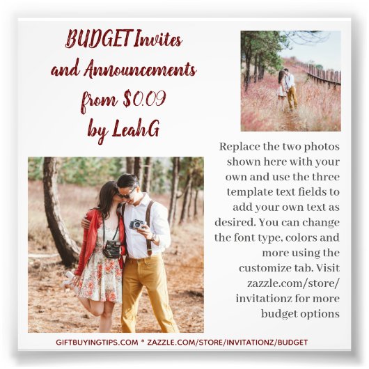 予算招待状発表写真を保存 フォトプリント            (正面)