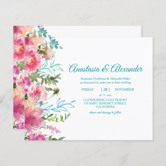 予算招待状結婚の式。 (正面/裏面)