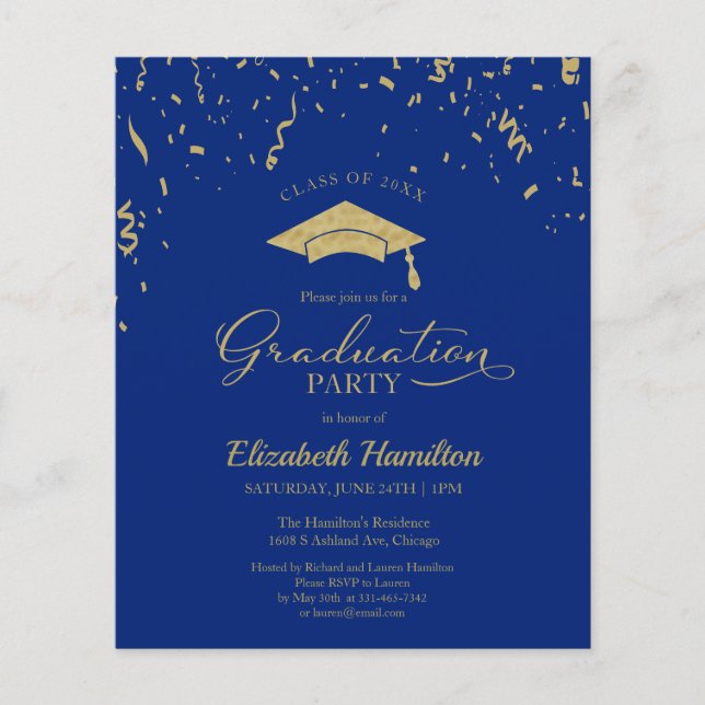 予算招待状高校卒業パーティー紙吹雪 (正面)