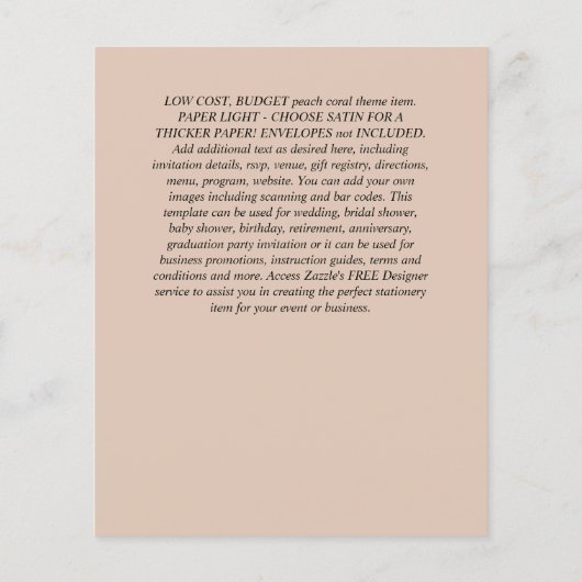 予算招待状 – 任意のイベント – 両面 チラシ (裏面)