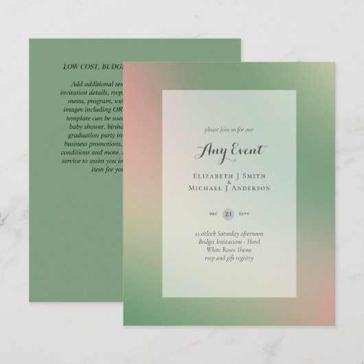 予算招待状 – 任意のイベント- GreenAbstract (正面/裏面)