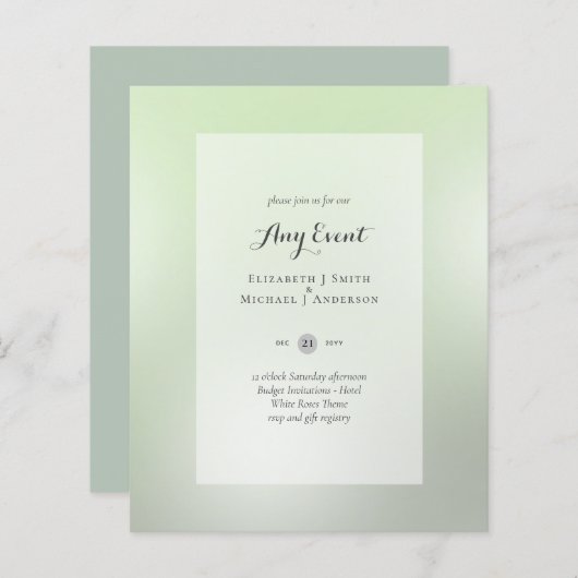 予算招待状 – 任意のイベント- SAGE抽象芸術 (正面/裏面)