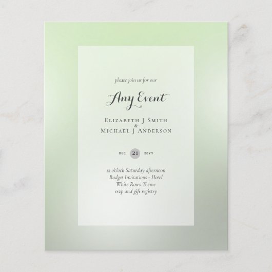 予算招待状 – 任意のイベント- SAGE抽象芸術 (正面)