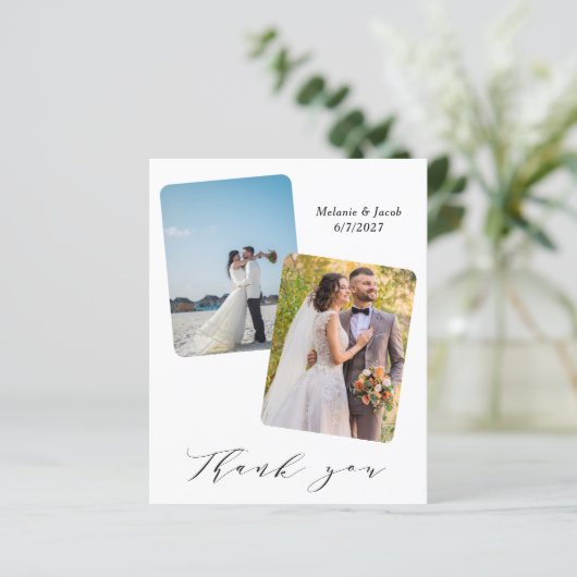 予算数々の写真結婚のサンキューカード (スタンド正面)