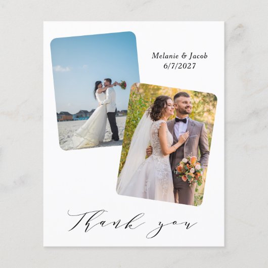 予算数々の写真結婚のサンキューカード (正面)