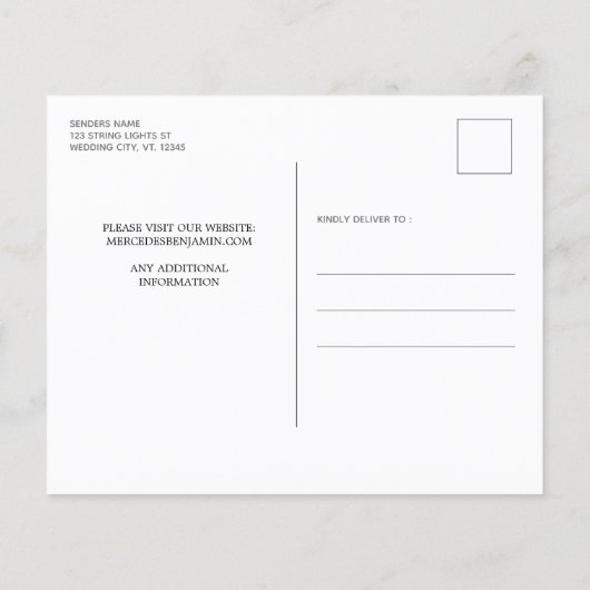 予算文字列ライトウェディング日付ポストカーを保存 (裏面)