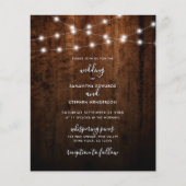 予算文字列ライトウッド素朴結婚式招待状 (正面)