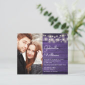 予算文字列ライトパープルフォトウェディング招待 (スタンド正面)