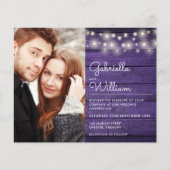 予算文字列ライトパープルフォトウェディング招待 (正面)