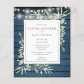 予算文字列ライト素朴ブライダルシャワー招待状 (正面)