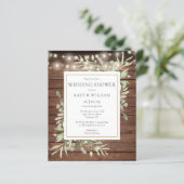 予算文字列素朴ライトウェディングシャワー招待状 (スタンド正面)
