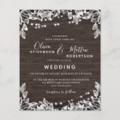 予算文字列素朴ライト結婚式招待状 (正面)