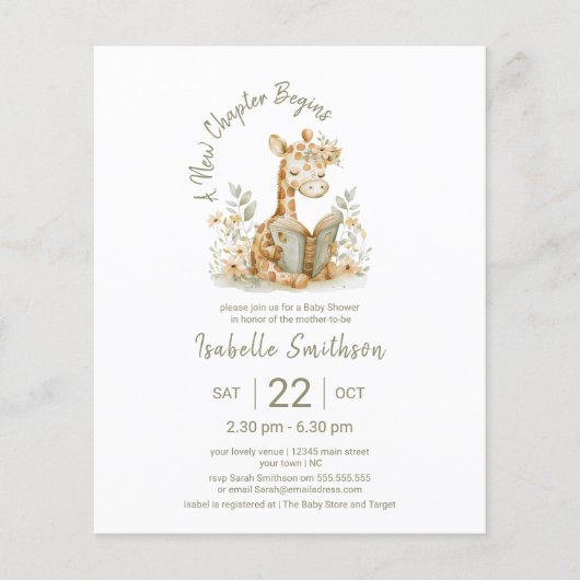 予算新しい章がキリン赤ちゃんシャワーを開始 (正面)