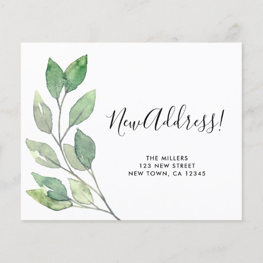 予算新住所の引越し案内カード (正面)