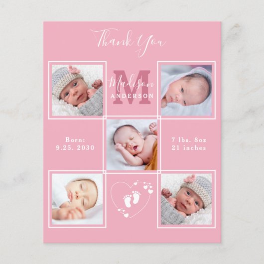 予算新生児ありがとう写真誕生のお知らせ (正面)