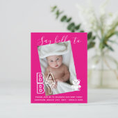 予算新生児フォトカード – モダンおもしろいガールボーイ (スタンド正面)