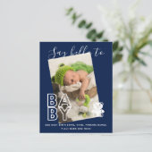 予算新生児フォトカード – モダンおもしろいガールボーイ (スタンド正面)