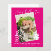 予算新生児フォトカード – モダンおもしろいガールボーイ (正面/裏面)