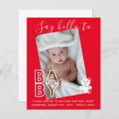 予算新生児フォトカード – モダンおもしろいガールボーイ (正面/裏面)