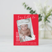 予算新生児フォトカード – モダンおもしろいガールボーイ (スタンド正面)