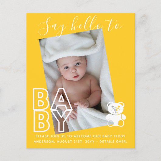 予算新生児フォトカード – モダンおもしろいガールボーイ (正面)