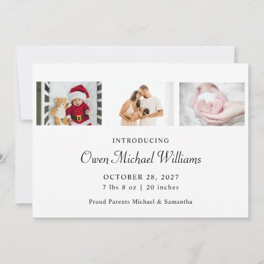 予算新生児写真おもしろいクリスマスカード 招待状 (裏面)