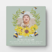 予算新生児写真ギフトひまわりミツバチ緑 フォトプラーク (正面)
