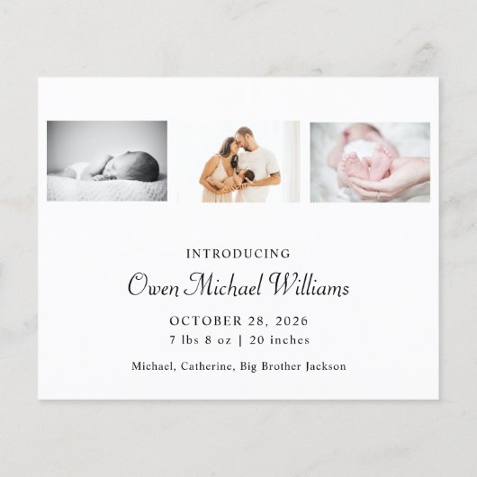 予算新生児写真誕生のお知らせ (裏面)