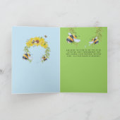 予算新生児写真贈り物ひまわりミツバチ カード (内部)