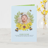 予算新生児写真贈り物ひまわりミツバチ カード (黄色い花)