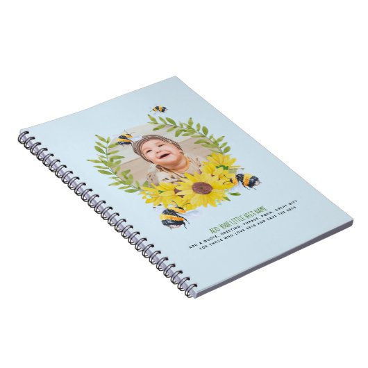 予算新生児写真贈り物ひまわりミツバチ ノートブック (右側)