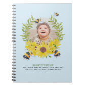 予算新生児写真贈り物ひまわりミツバチ ノートブック (正面)